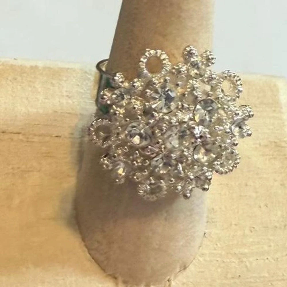 Vintage Silver Tone Costume‎ Cocktail Ring